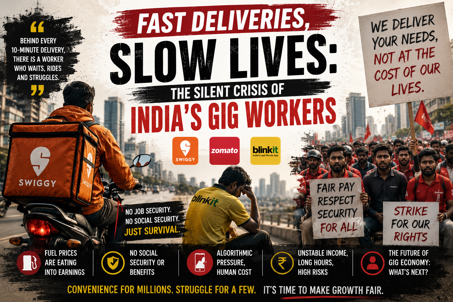 Fast Deliveries, Slow Lives The Silent Crisis of India’s Gig Workers